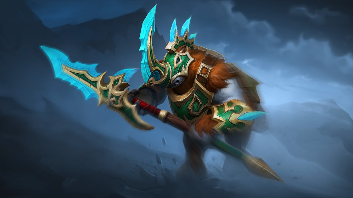 Magnus charging through an icy field in Dota 2
