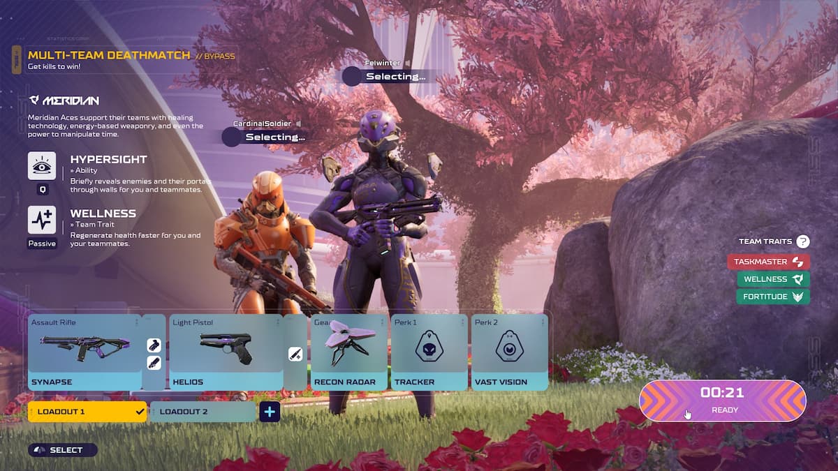 Chartacter select screen in Splitgate 2