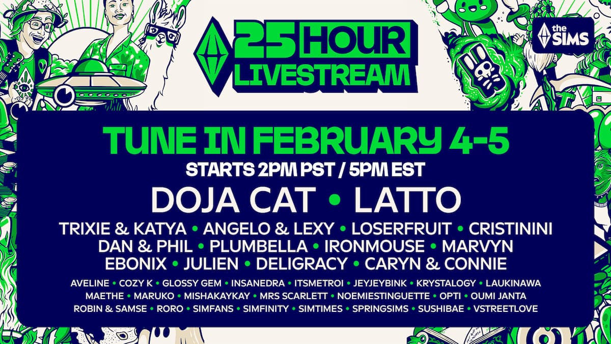 The full guest list for The Sims 25th anniversary stream.