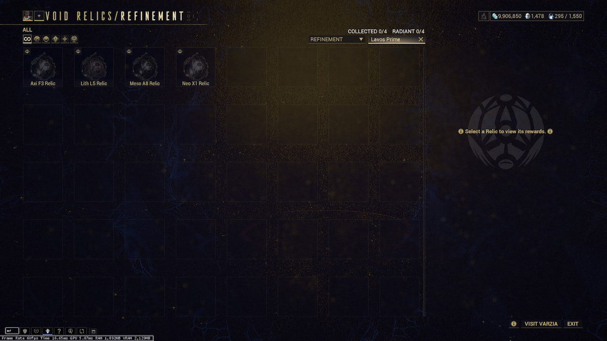 Lavos Prime void relics