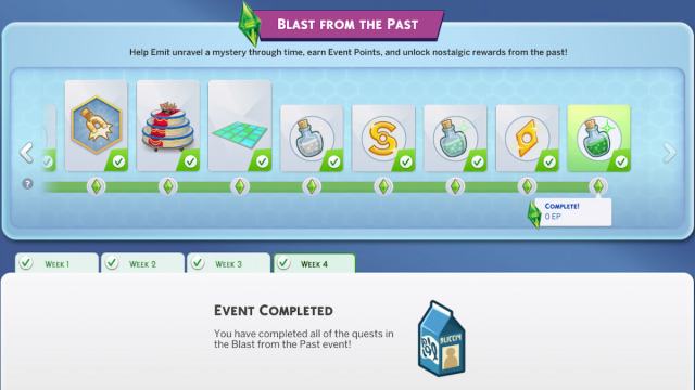 All week four Blast from the Past event rewards in The Sims 4.