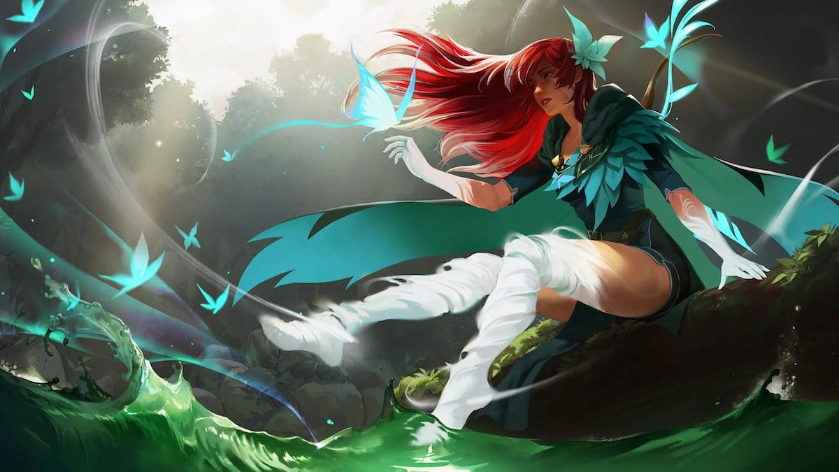Windranger sitting holding a butterfly in Dota 2