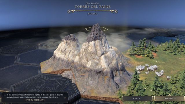 Civilization 7 screenshot of a natural wonder being discovered on the map.