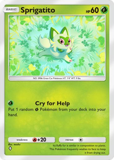 Sprigatito Pokémon Pocket card.