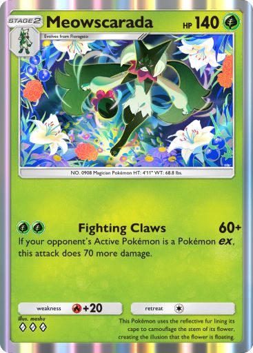 Meowscarada Pokémon Pocket card.
