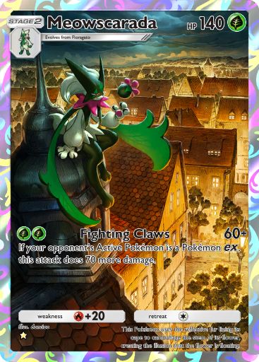 Meowscarada Pokémon Pocket card.