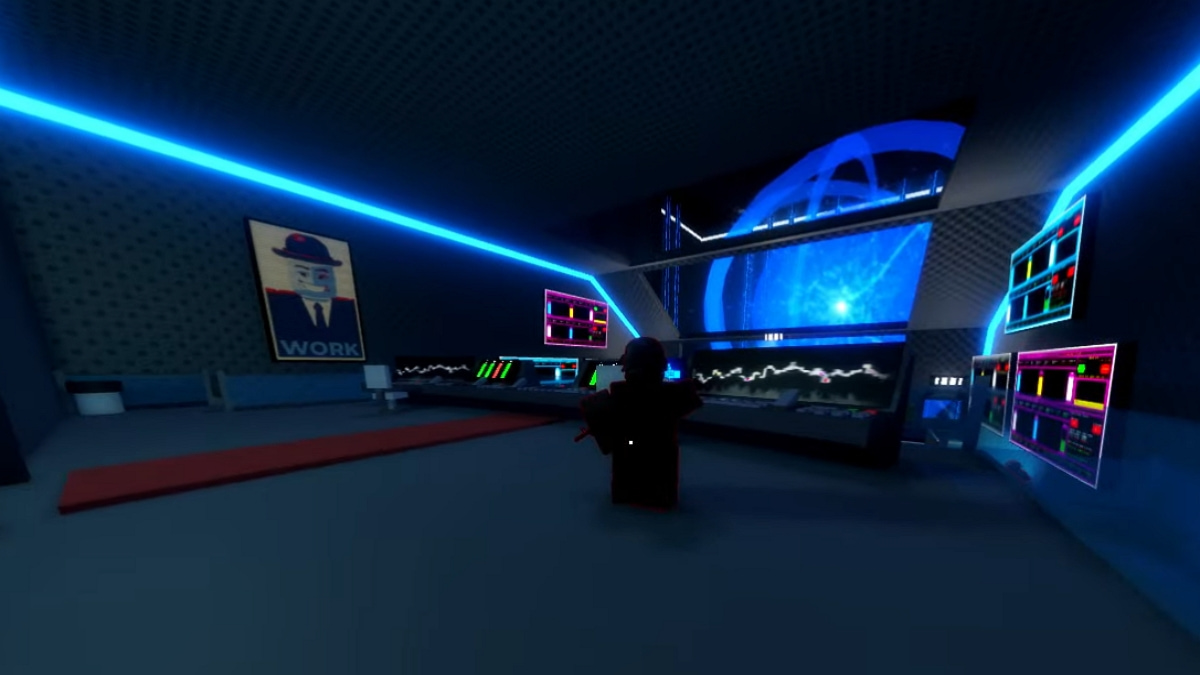 an image of a character standing next to a console