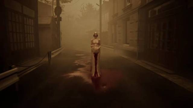 Looking at a bleeding statue depicting a miscarriage in BrokenLore: LOW