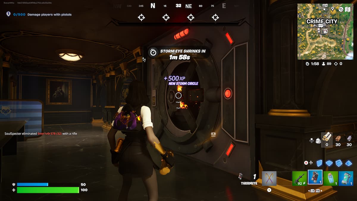marigold looking at the vault door