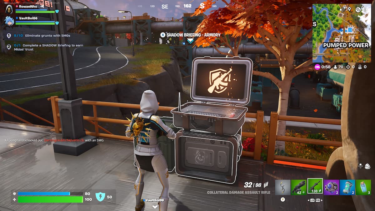 character in white looking at a computer with a weapon image