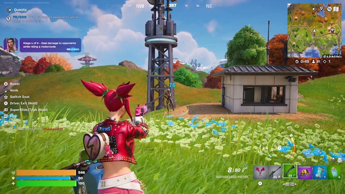 Fortnite damage opponents on bike