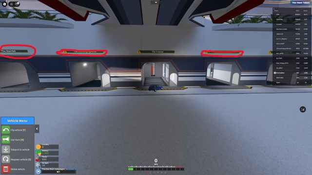 A Car Crushers 2 player is looking at all the different car crash rooms
