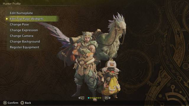 The Hunter Profile edit menu in MH Wilds