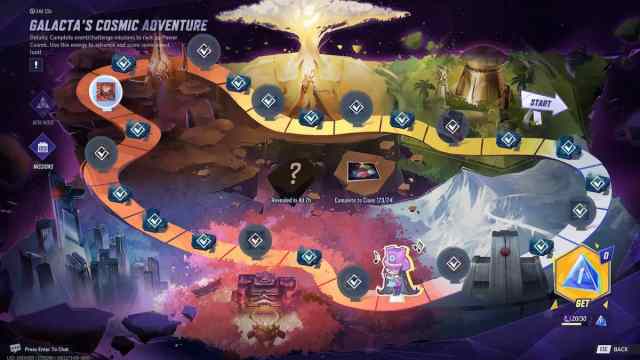An image from Marvel Rivals of the Twerking Venom Reward spot in Galacta's Cosmic Adventure. You can roll on this board to unlock all central rewards.