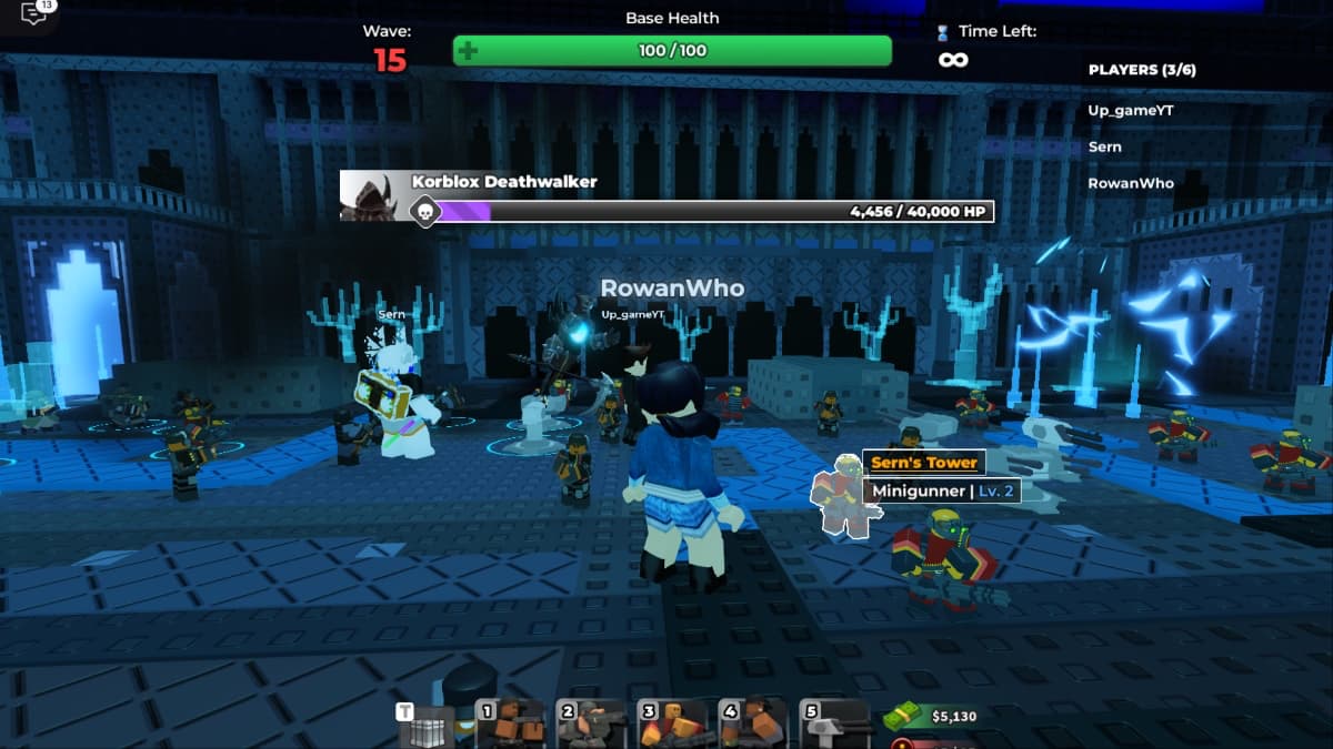 beating the deathwalker in tower defense simulator surrounded by tower units