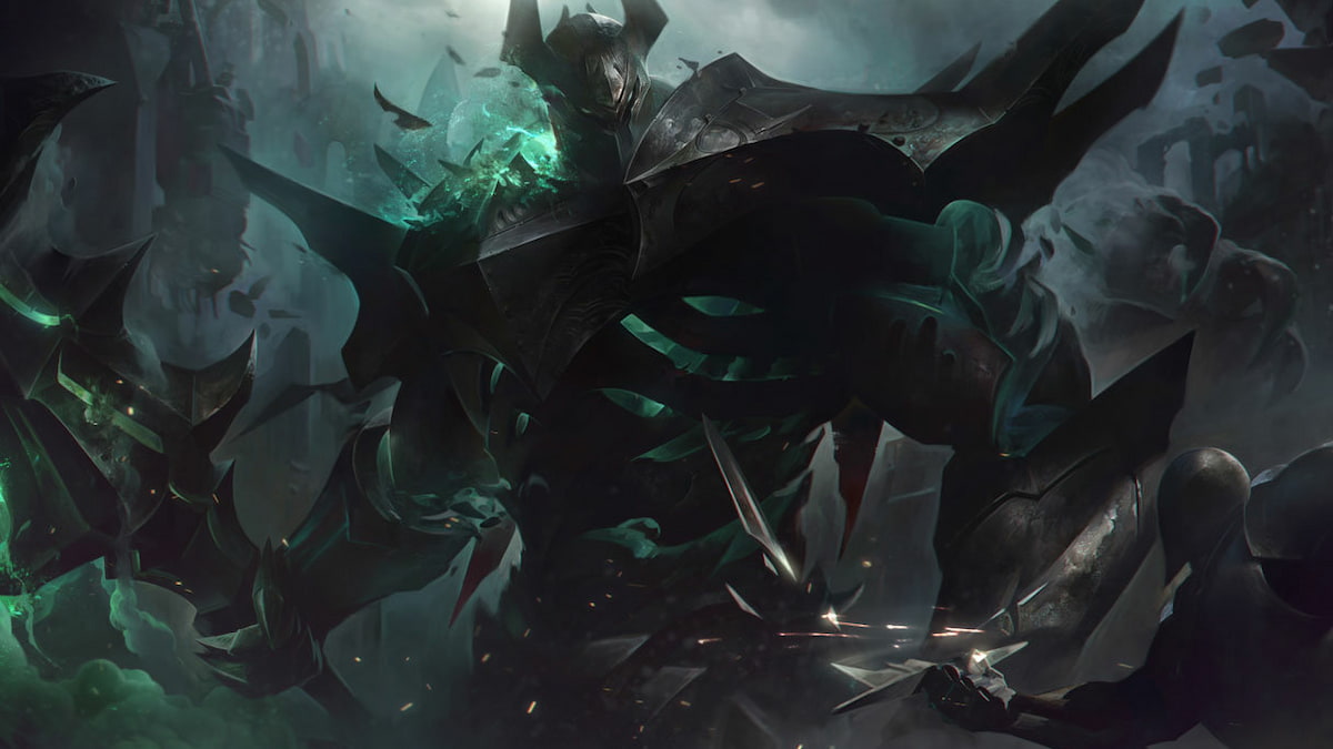 Picture showing Mordekaiser in League of Legends.