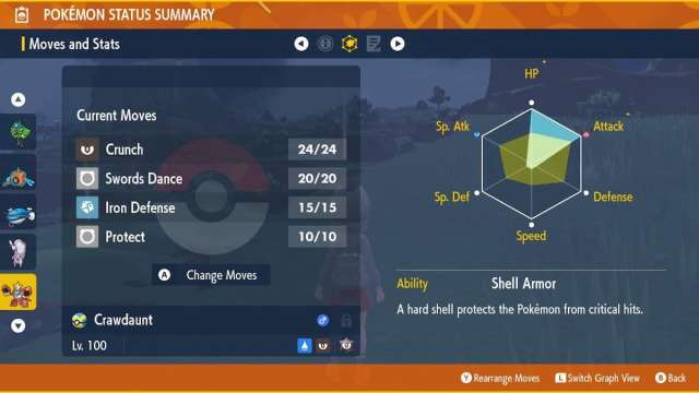 Crawdaunt stats and moves in Pokémon Scarlet and Violet.