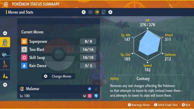 Malamar moves and stats in Pokémon Scarlet and Violet.