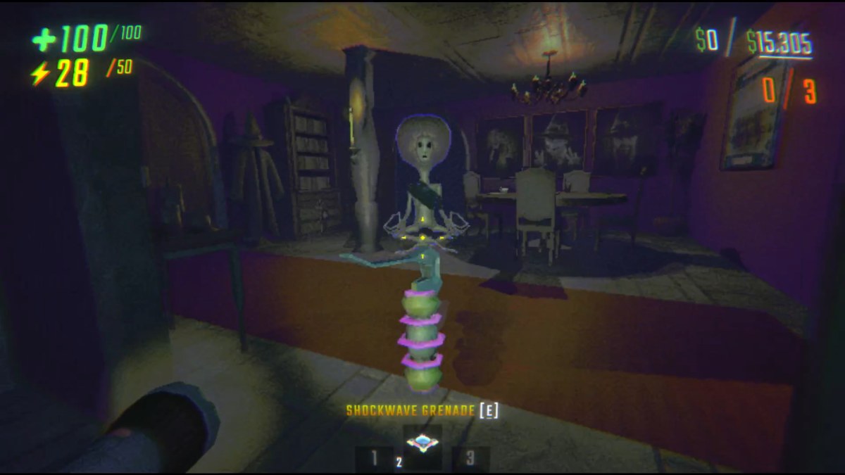 Holding a Shockwave Grenade in front of an imposing Mentalist in R.E.P.O