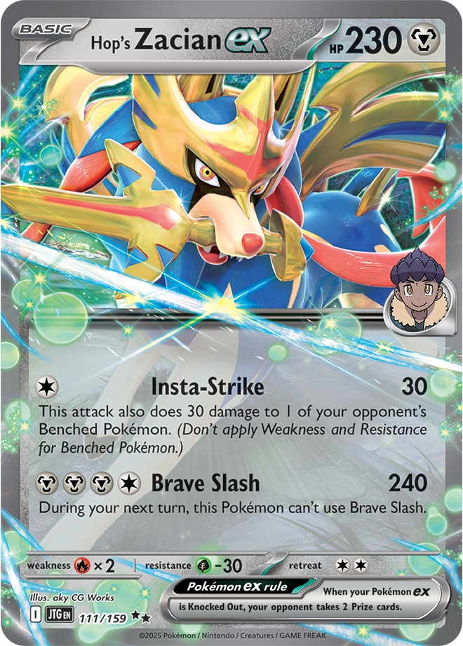 Hop's Zacian ex Pokémon card.