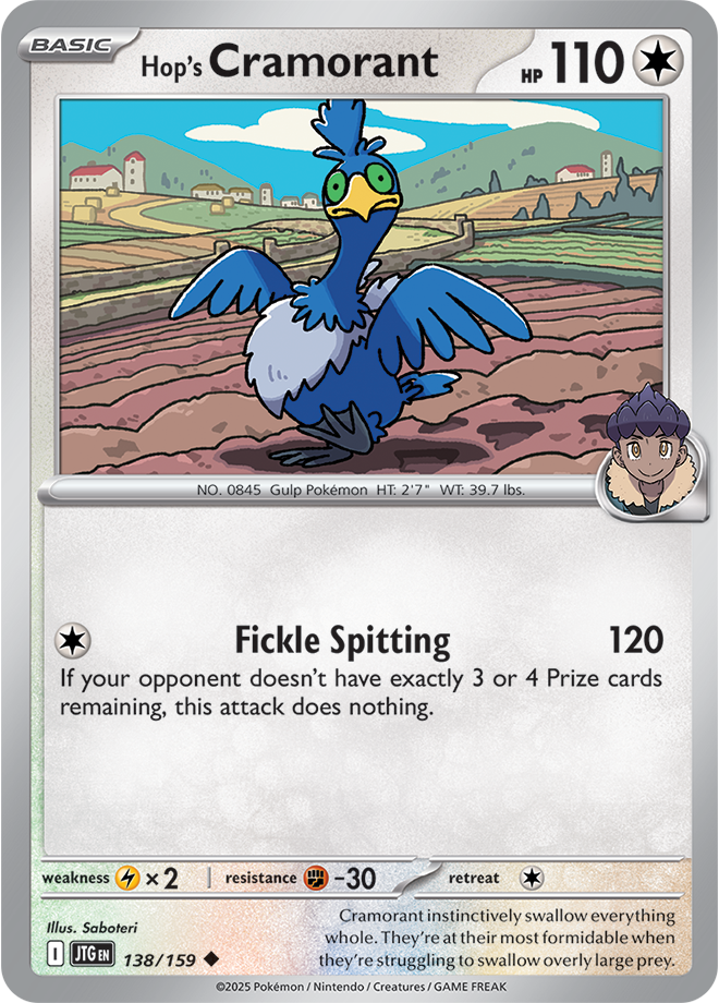 Hop's Cramorant Pokémon card.
