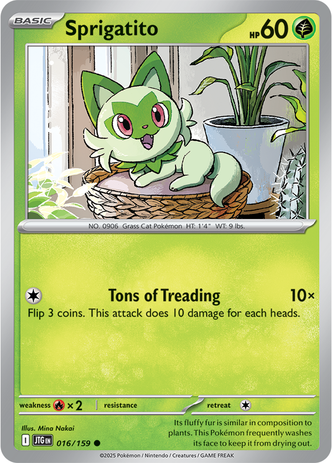 Sprigatito Pokémon card.