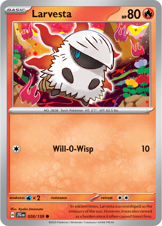 Larvesta Pokémon card.