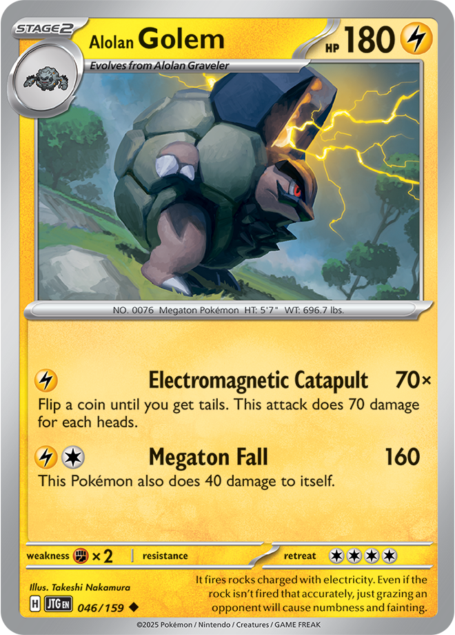 Alolan Golem Pokémon card.