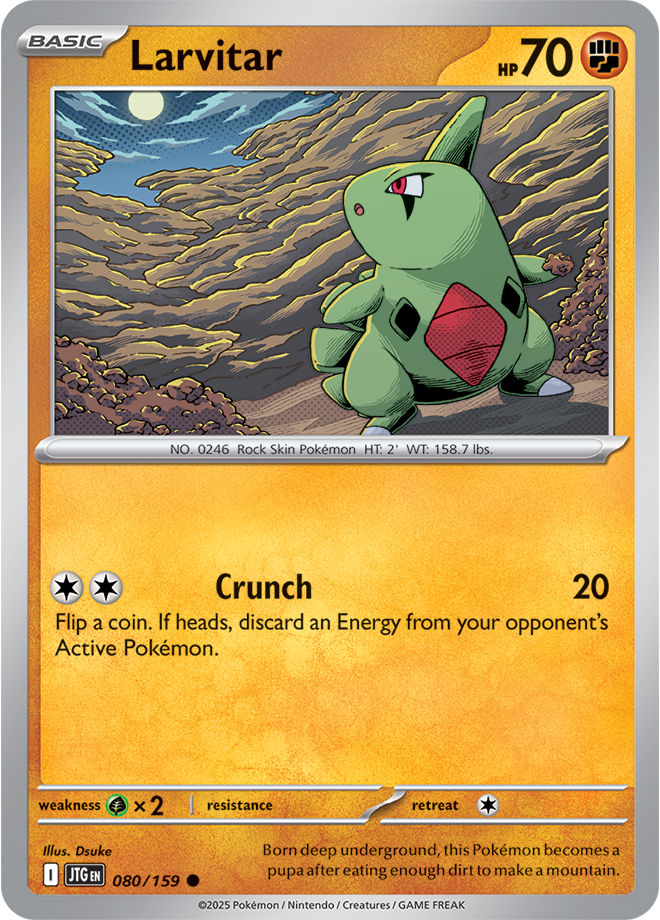 Larvitar Pokémon card.