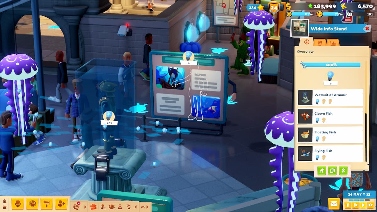 wide info stand and fish tank