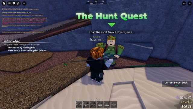 Speaking with the Hunt Quest in Fisch