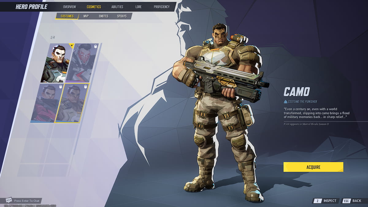The Punisher in a camouflage skin in Marvel Rivals