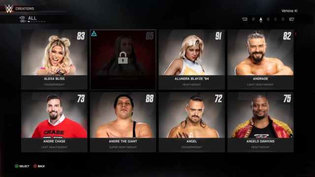 An example of a superstar in WWE 2K25 being locked behind MyRISE progress.