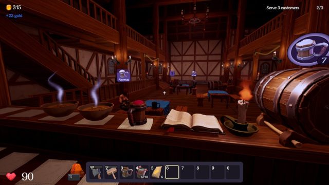 Serving customers in Ale & Tale Tavern.