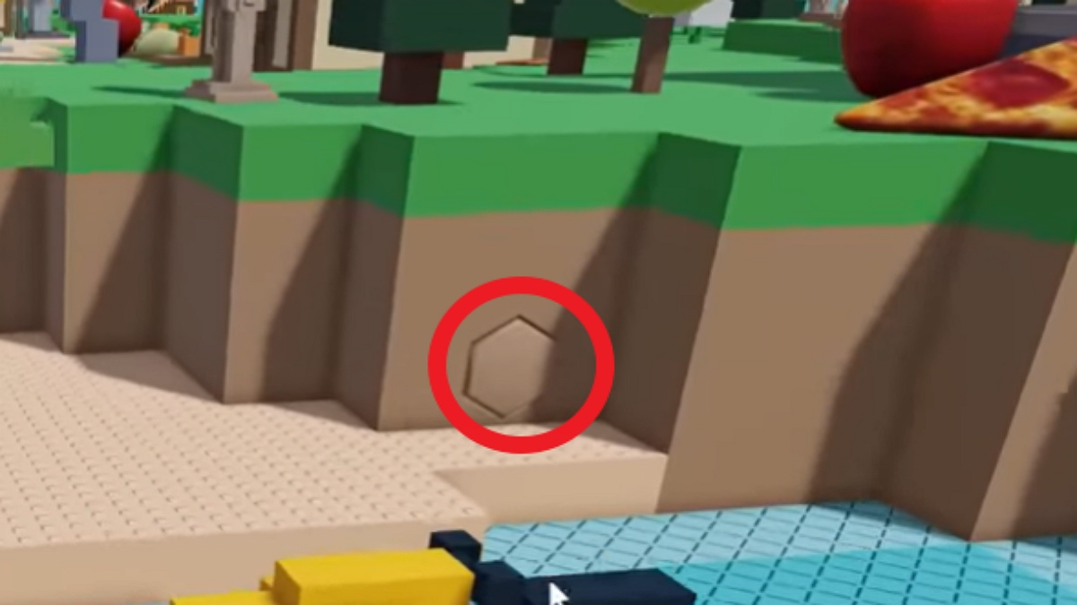 A hexagon that's a hidden button on the event island map.