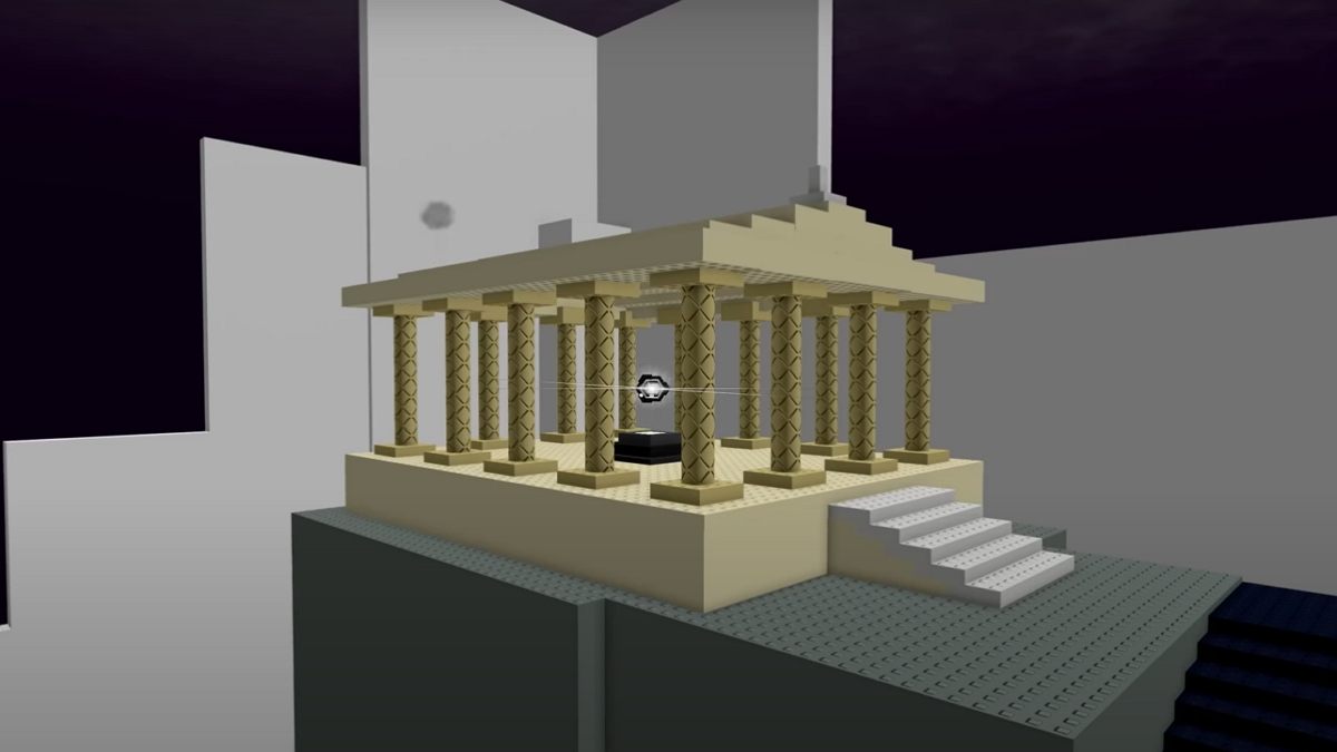 A Parthenon structure in Roblox.