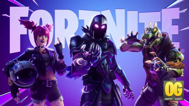 cover art for Fortnite OG season 3 featuring three new cosmetics available in the battle pass.