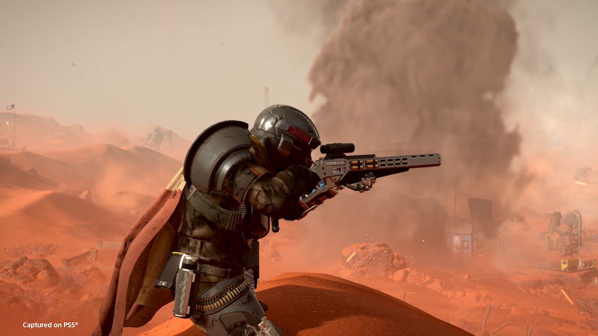 Helldiver with the lever-action rifle in Helldivers 2