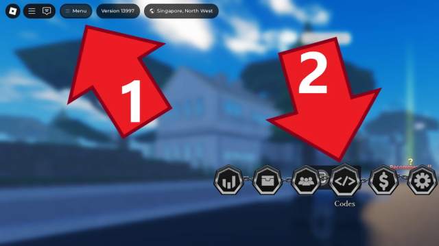 Hollow Era Menu and Codes buttons
