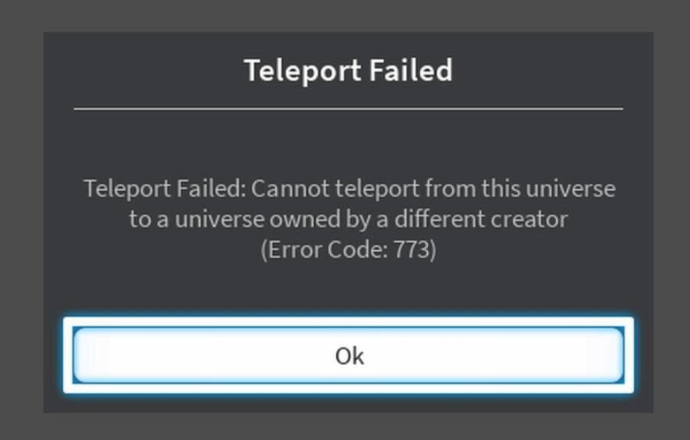 Roblox error code 773
