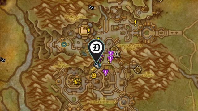 Map with a marker showing where to pick up the dance with denizens of Undermine World of Warcraft task.