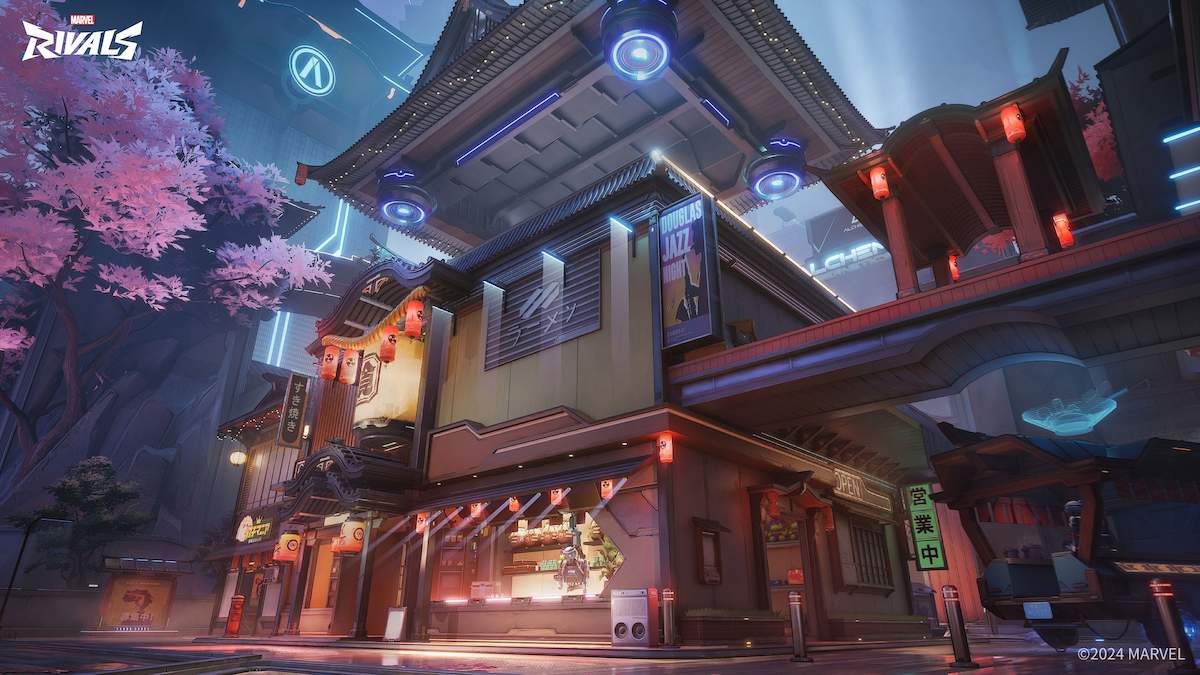 An overview of the Shin-Shibuya map in Marvel Rivals.