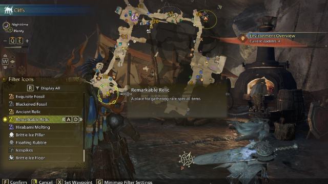 Monster Hunter Wilds use filter menu to track items