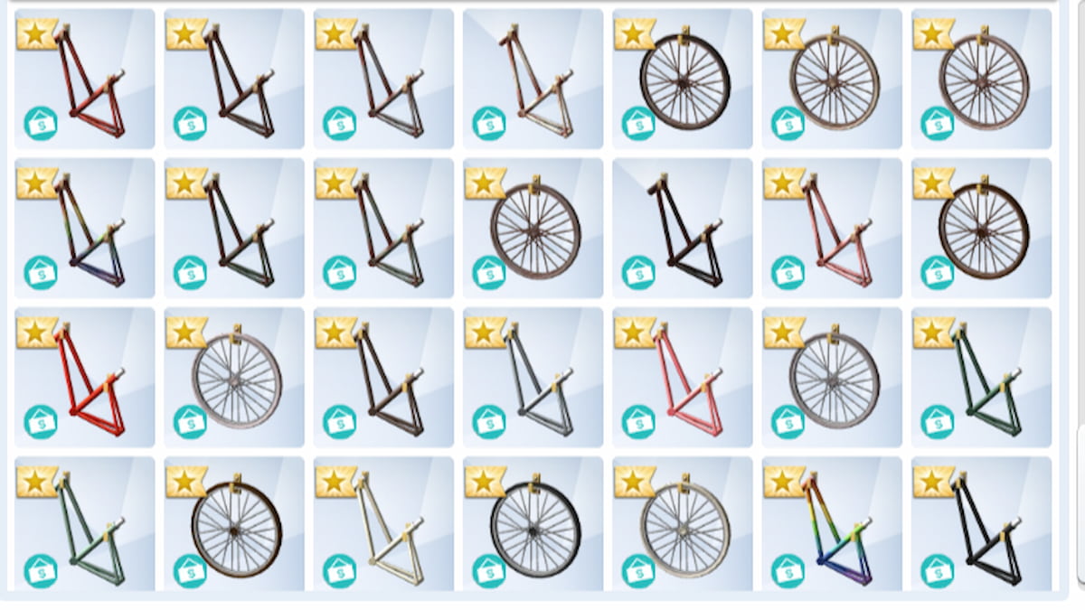 The full Nordhaven Bike Parts collection in The Sims 4 Businesses & Hobbies