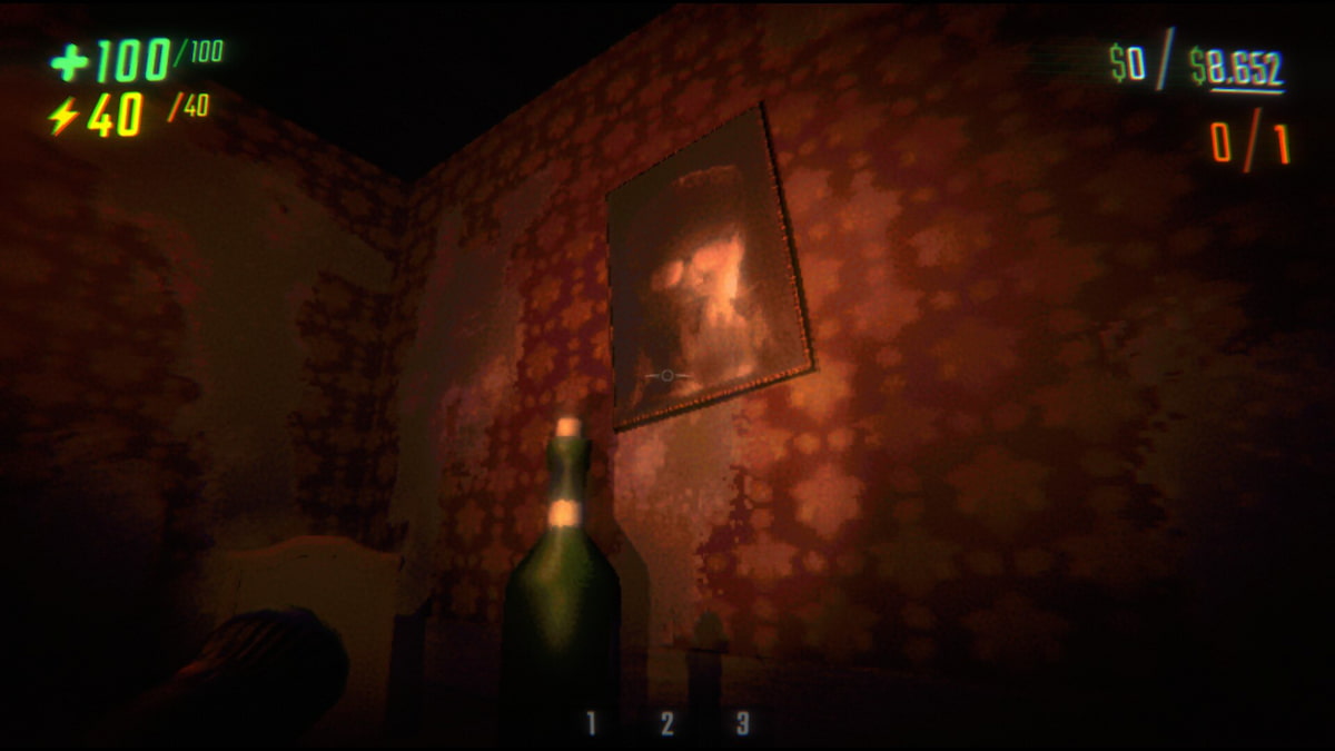 REPO showing a wine bottle and painting