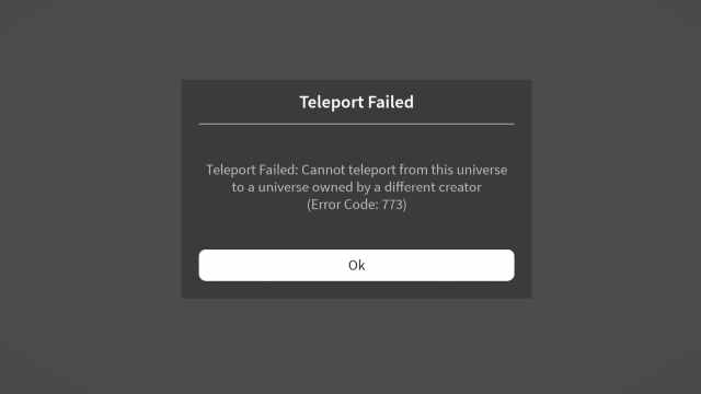 Error 773 in Roblox The Hunt.