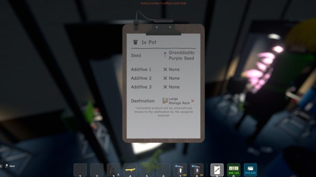 Schedule 1 pot management board with additives and destinations