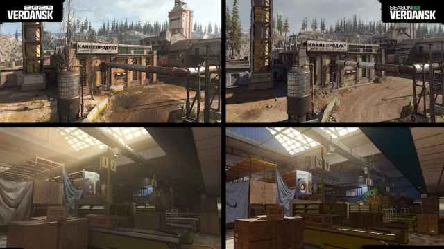 A quarry and a warehouse from Warzone compared across various iterations.