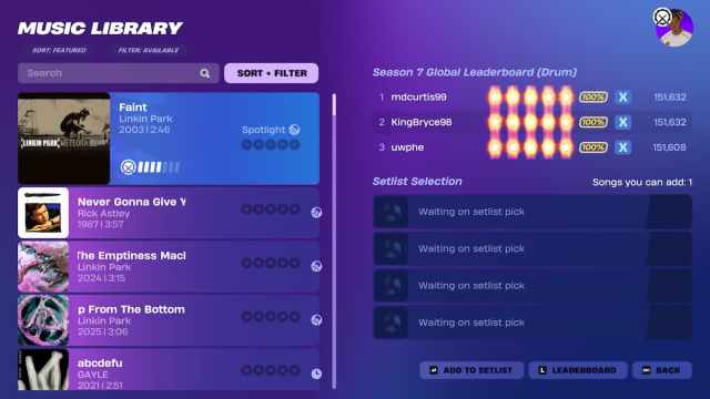 Fortnite Festival Songs for April 2