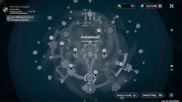 An image of the map of Avinoleum from Wuthering Waves, which houses all locations of Seaside Cendrelis.
